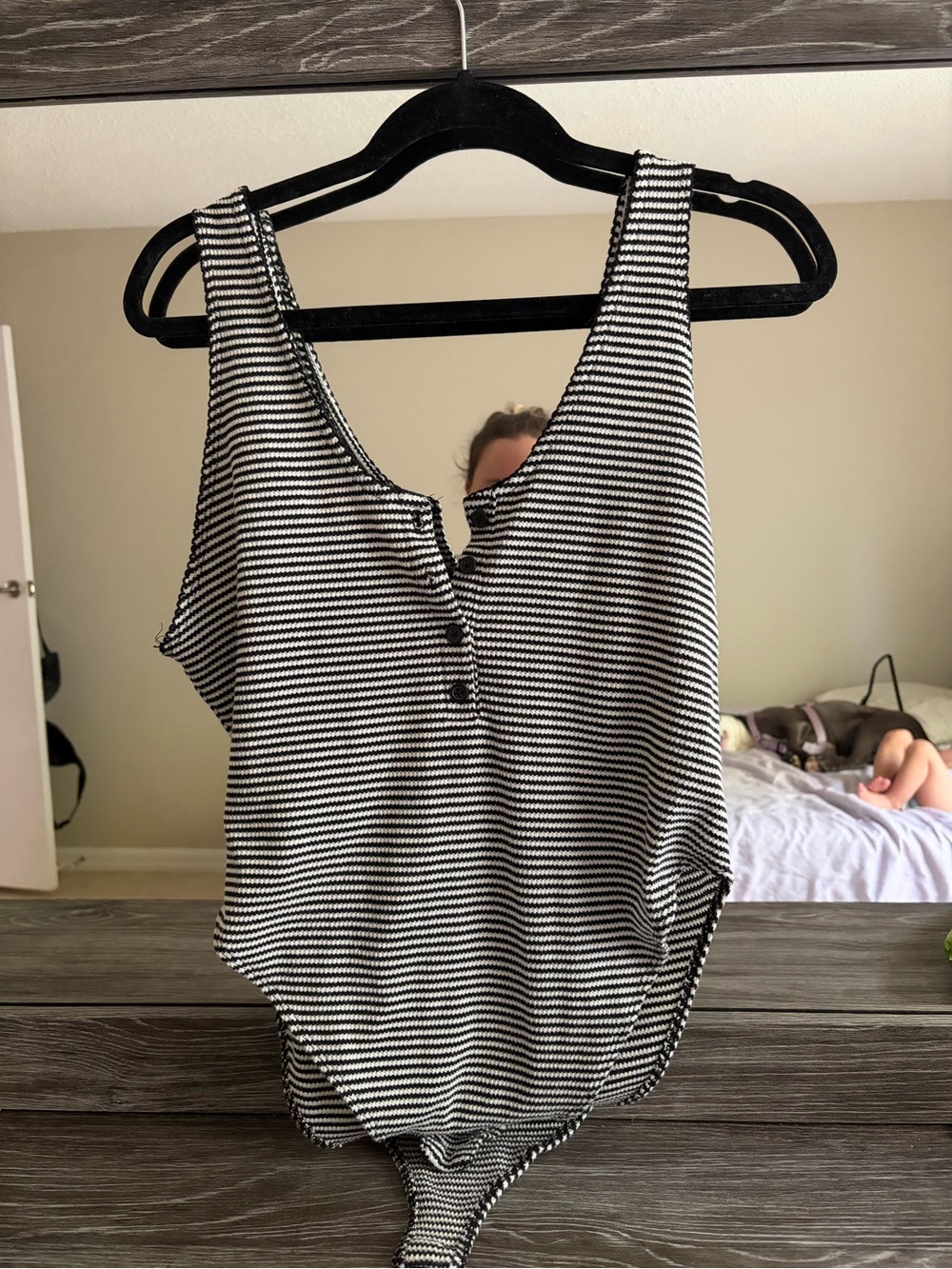 Black & White Striped Bodysuit